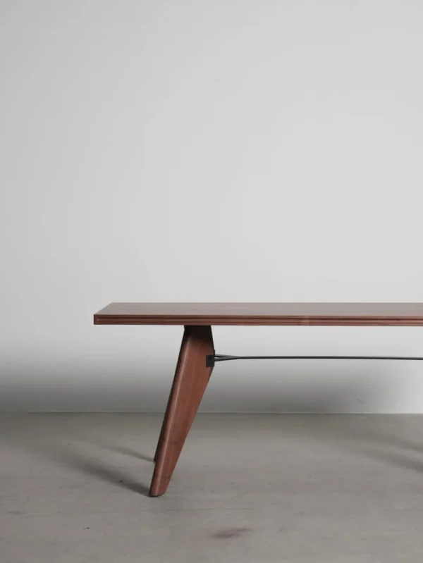 Black Walnut Writing Desk with Triangular Wood Legs, 200 cm in walnut — detail
