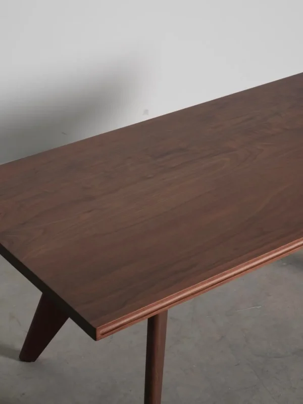 Black Walnut Writing Desk with Triangular Wood Legs, 200 cm in walnut — detail
