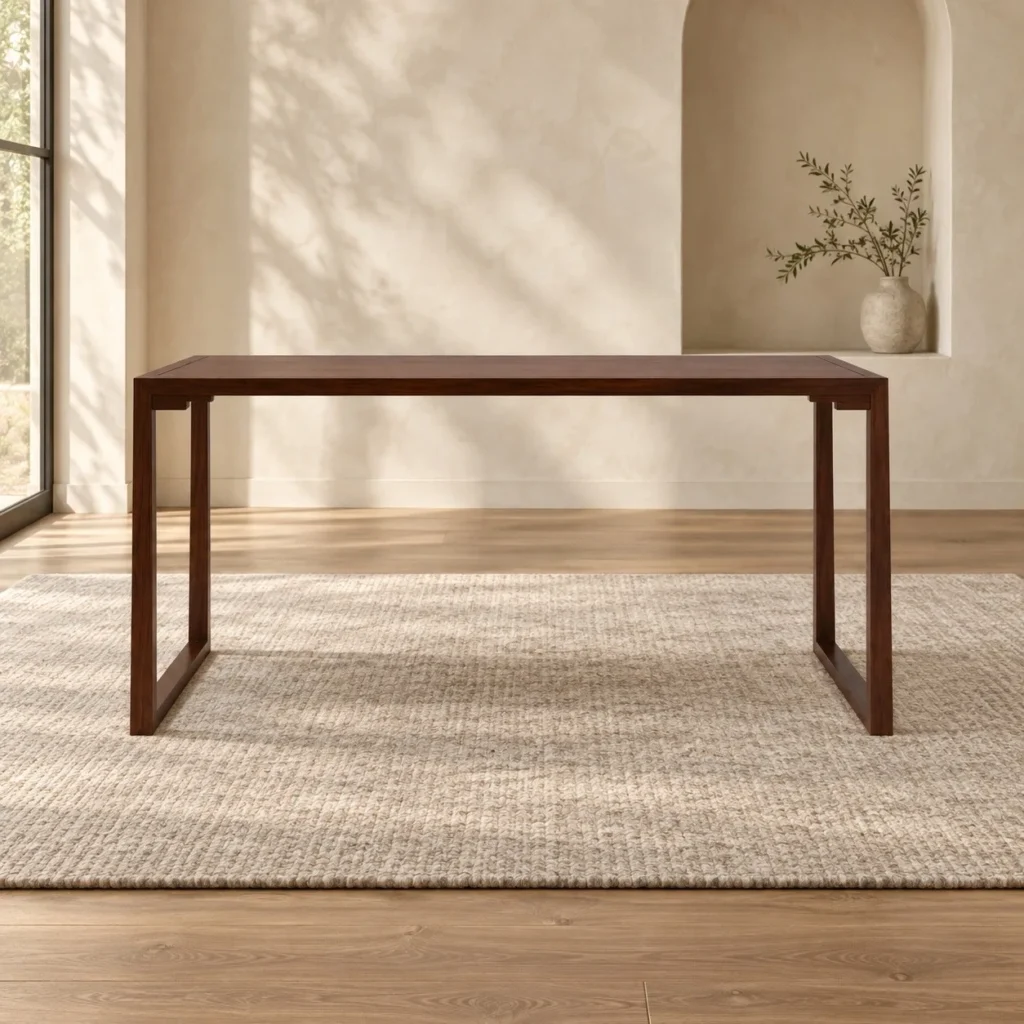 Walnut Open-Frame Writing Desk with Sled Legs in walnut — front view