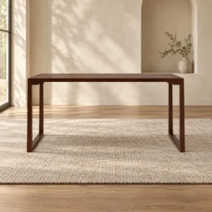 Walnut Open-Frame Writing Desk with Sled Legs in walnut — front view
