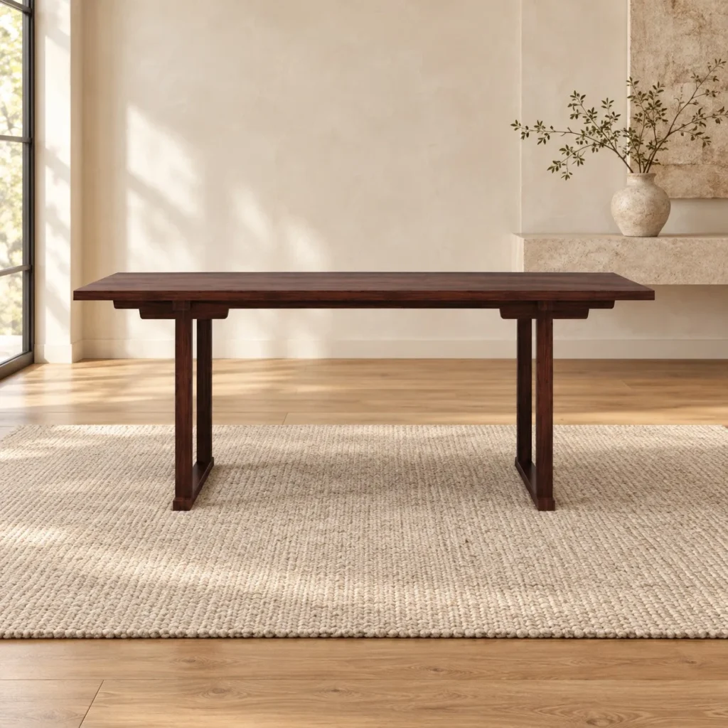 Walnut Trestle Writing Desk with Angled Legs in walnut — front view