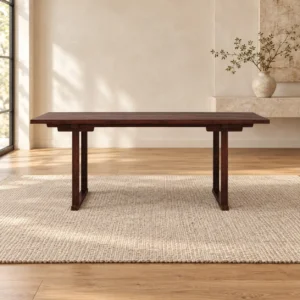 Walnut Trestle Writing Desk with Angled Legs in walnut — front view