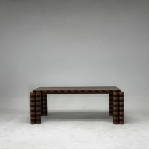 Diagonal Marquetry Walnut Dining Table in walnut — front view