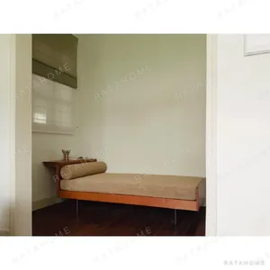 Dingding Daybed in Oatmeal Chenille on Walnut Frame — in a room setting