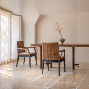Muyan Rattan and Solid Wood Dining Chair in clay — front view