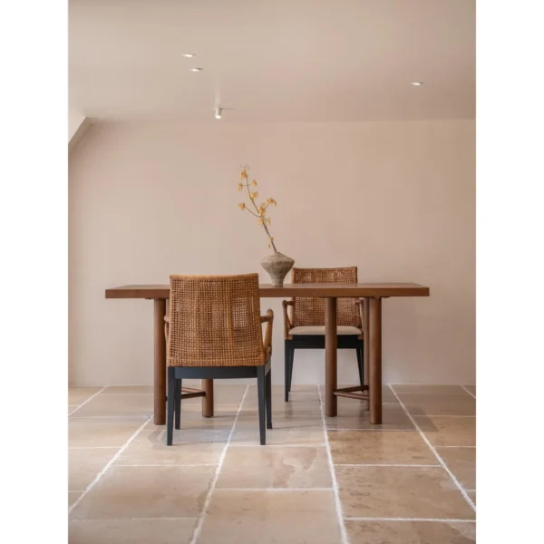 Muyan Rattan and Solid Wood Dining Chair in clay — in a room setting