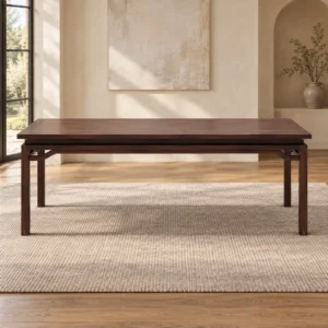 Walnut Dining Table with Slim Legs and Corner Brackets in walnut — front view