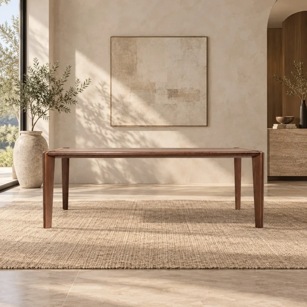 Dado Walnut Dining Table with Wedge Joinery in walnut — front view
