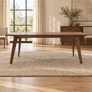 Walnut-Tone Dining Table with Marble Option and Tapered Legs in walnut — front view