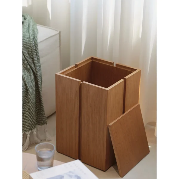Fangcun Compact Oak Storage Side Table, 32 cm in natural oak — in a room setting