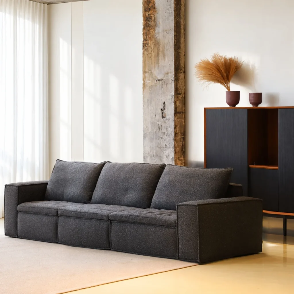Fangyin Square Sofa in linen blend — front view
