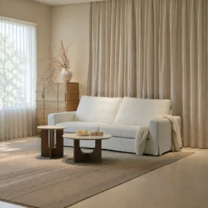 Floating Island Low-Base Sofa in ivory — front view