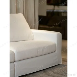 Floating Island Low-Base Sofa in ivory — in a room setting