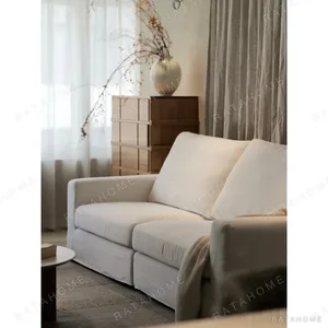 Floating Island Low-Base Sofa in ivory — in a room setting