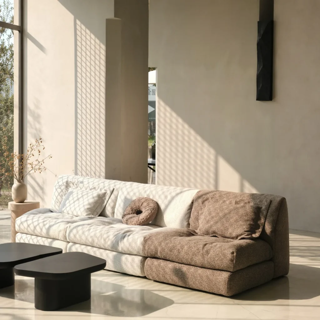 Color Block Modular Sofa in performance fabric — front view