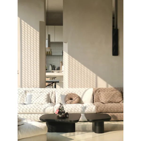 Lili Colour-Block Modular Sofa in Cream and Taupe Fabric — in a room setting