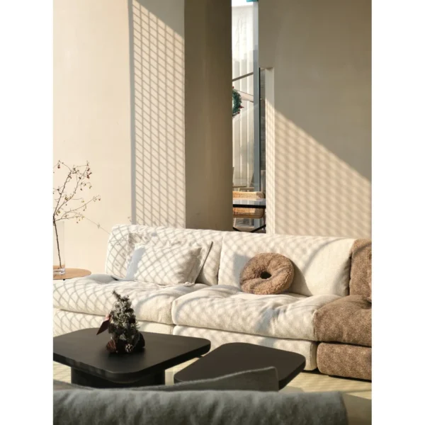 Lili Colour-Block Modular Sofa in Cream and Taupe Fabric — in a room setting