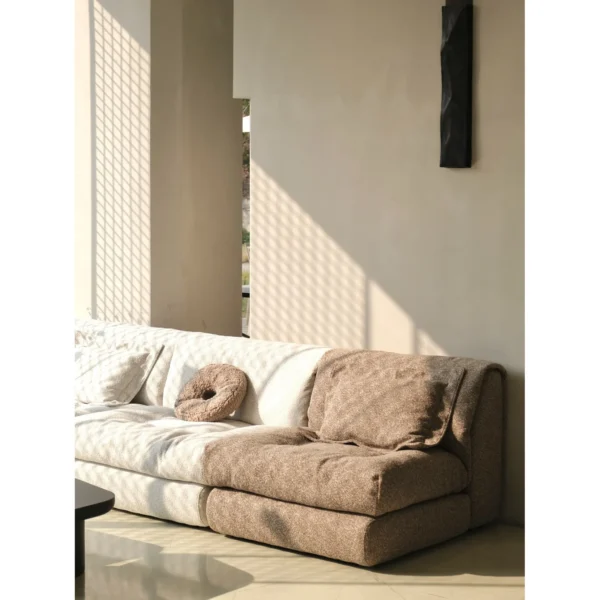 Lili Colour-Block Modular Sofa in Cream and Taupe Fabric — in a room setting