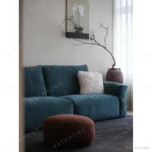 Zhiyu Peacock Blue Down-Filled Sofa in Pet-Friendly Fabric — in a room setting