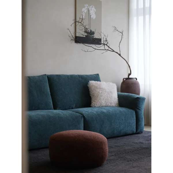 Zhiyu Peacock Blue Down-Filled Sofa in Pet-Friendly Fabric — in a room setting