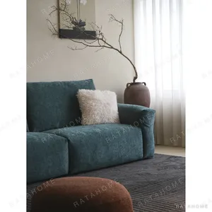 Zhiyu Peacock Blue Down-Filled Sofa in Pet-Friendly Fabric — in a room setting