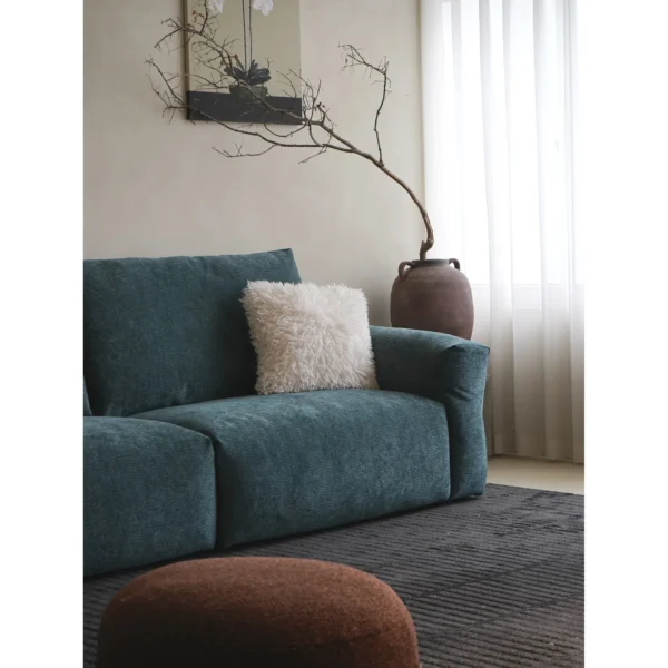 Zhiyu Peacock Blue Down-Filled Sofa in Pet-Friendly Fabric — in a room setting