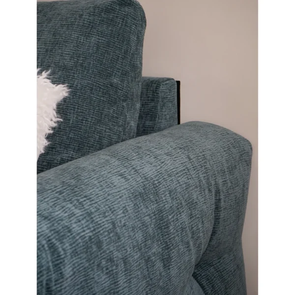 Zhiyu Peacock Blue Down-Filled Sofa in Pet-Friendly Fabric — in a room setting
