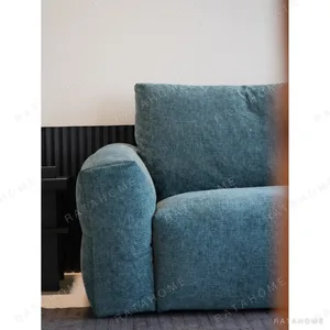 Zhiyu Peacock Blue Down-Filled Sofa in Pet-Friendly Fabric — in a room setting