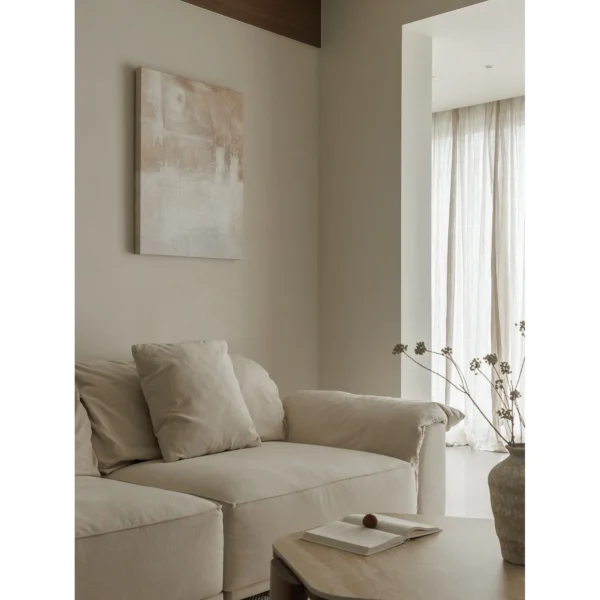 Tandao Straight-Line Sofa in oatmeal — in a room setting