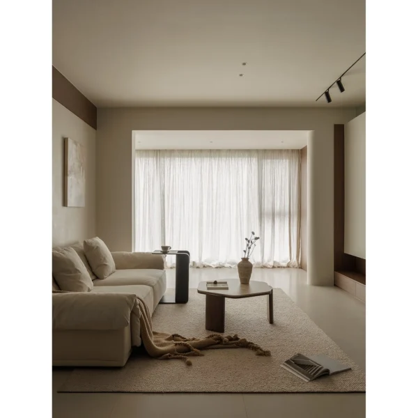 Tandao Straight-Line Sofa in oatmeal — in a room setting