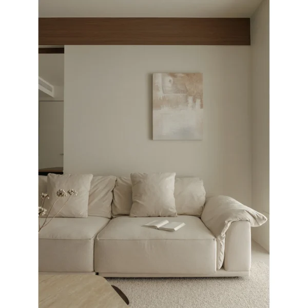Tandao Straight-Line Sofa in oatmeal — in a room setting