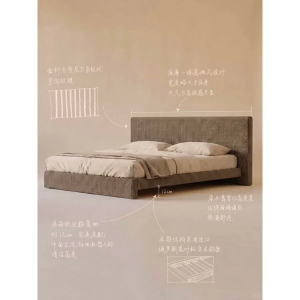 Zhiying Linen-Look Platform Bed in sand — in a room setting