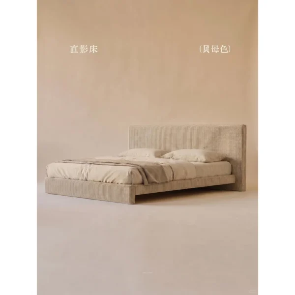 Zhiying Linen-Look Platform Bed in sand — in a room setting