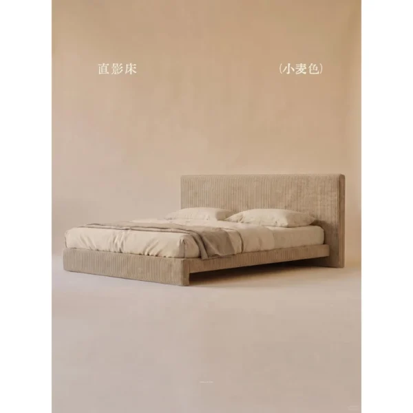 Zhiying Linen-Look Platform Bed in sand — in a room setting