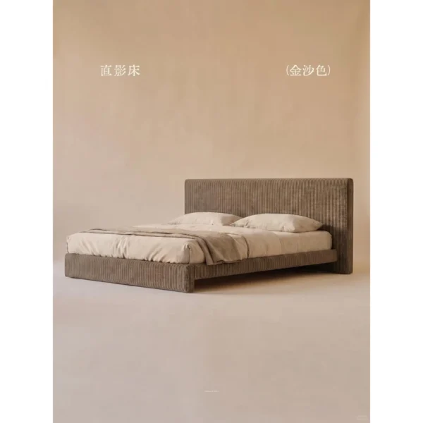 Zhiying Linen-Look Platform Bed in sand — in a room setting