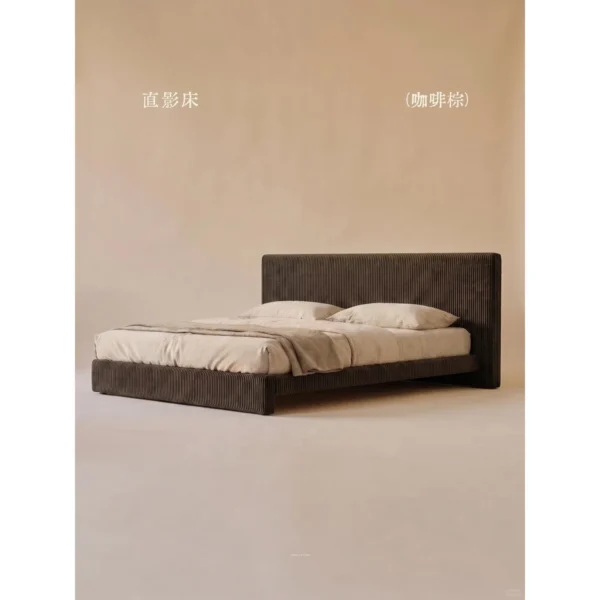 Zhiying Linen-Look Platform Bed in sand — in a room setting