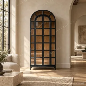 Dome Arch Display Cabinet in black — in a room setting