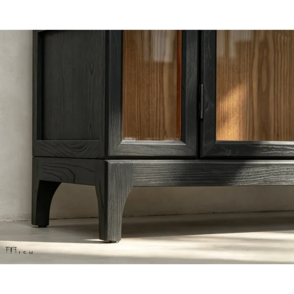Dome Arch Display Cabinet in black — in a room setting