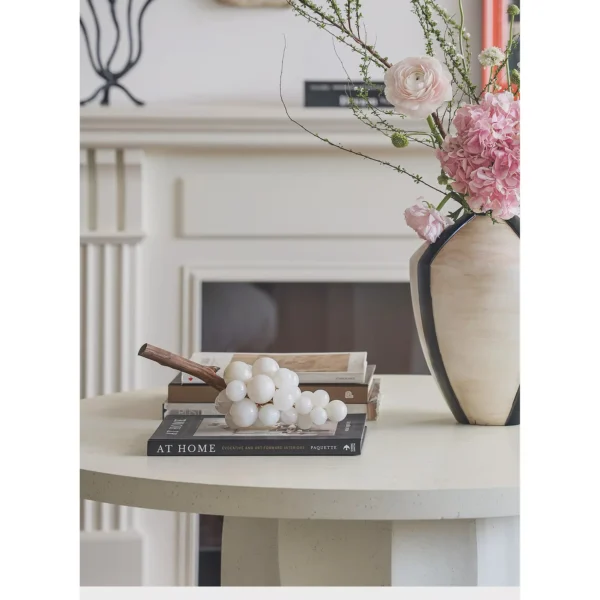 Jade-Effect Grape Cluster Ornament, Matte or Gloss in oatmeal — in a room setting