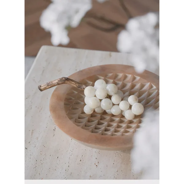 Jade-Effect Grape Cluster Ornament, Matte or Gloss in oatmeal — in a room setting