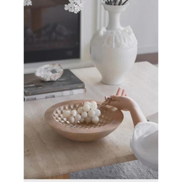 Jade-Effect Grape Cluster Ornament, Matte or Gloss in oatmeal — in a room setting