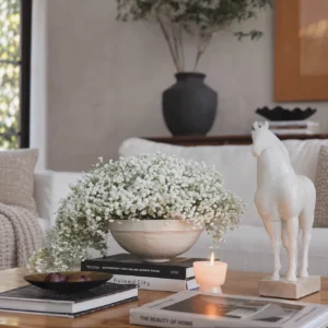 Wide-Mouth Ceramic Vase and Fruit Bowl in Sand Glaze — front view