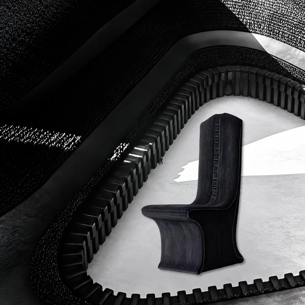 Sceptre High-Back Sculptural Chair in Black — front view
