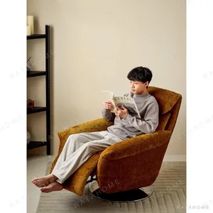 Owen Electric Recliner Armchair in mustard — in a room setting