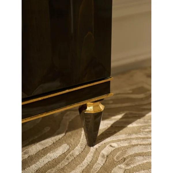 Eliana Diamond-Cut Sideboard with Marble Top and Gold Leaf in black — in a room setting