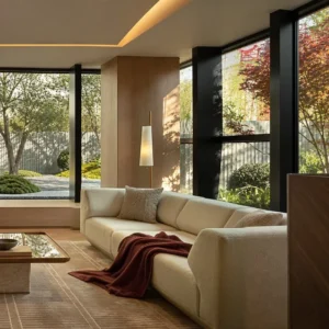 Embrace Sofa in solid wood — front view