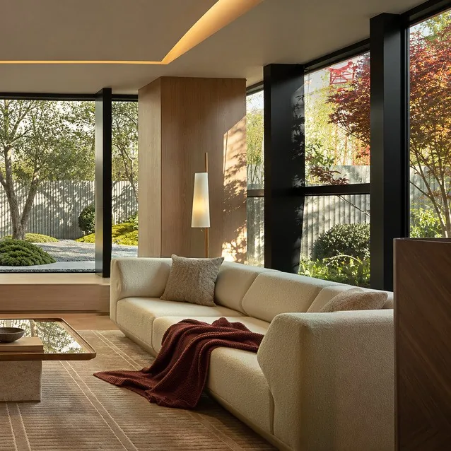 Embrace Sofa in solid wood — front view