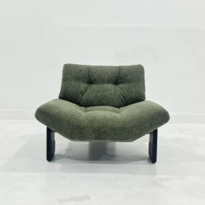 Wide-Seat Italian Lounge Chair in olive — front view