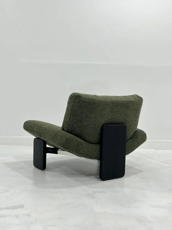 Wide-Seat Italian Lounge Chair in olive — in a room setting