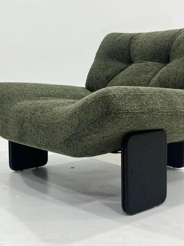 Wide-Seat Italian Lounge Chair in olive — detail
